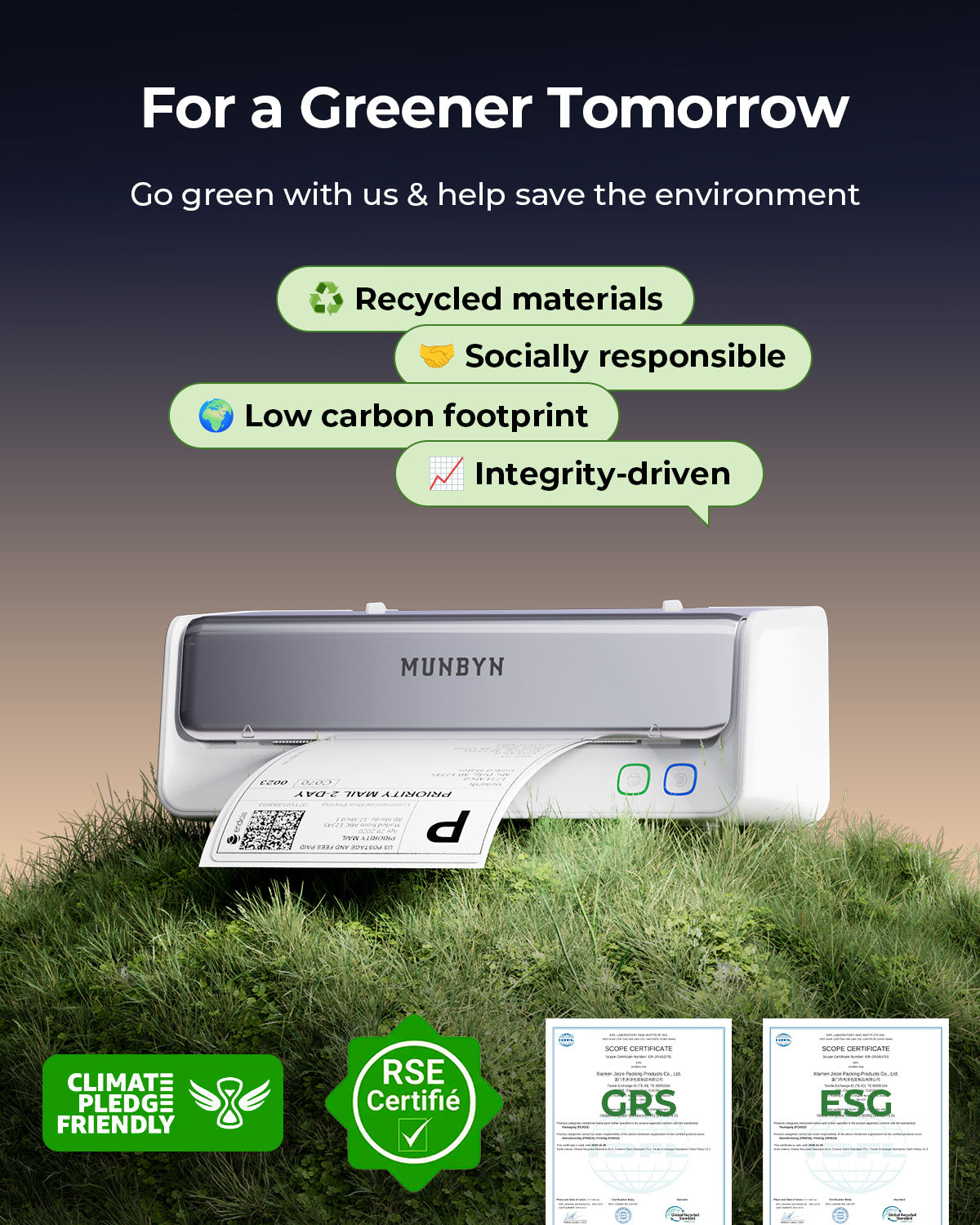 MUNBYN RW405B zweifarbiger Bluetooth Thermodrucker mit Etikettenhalter