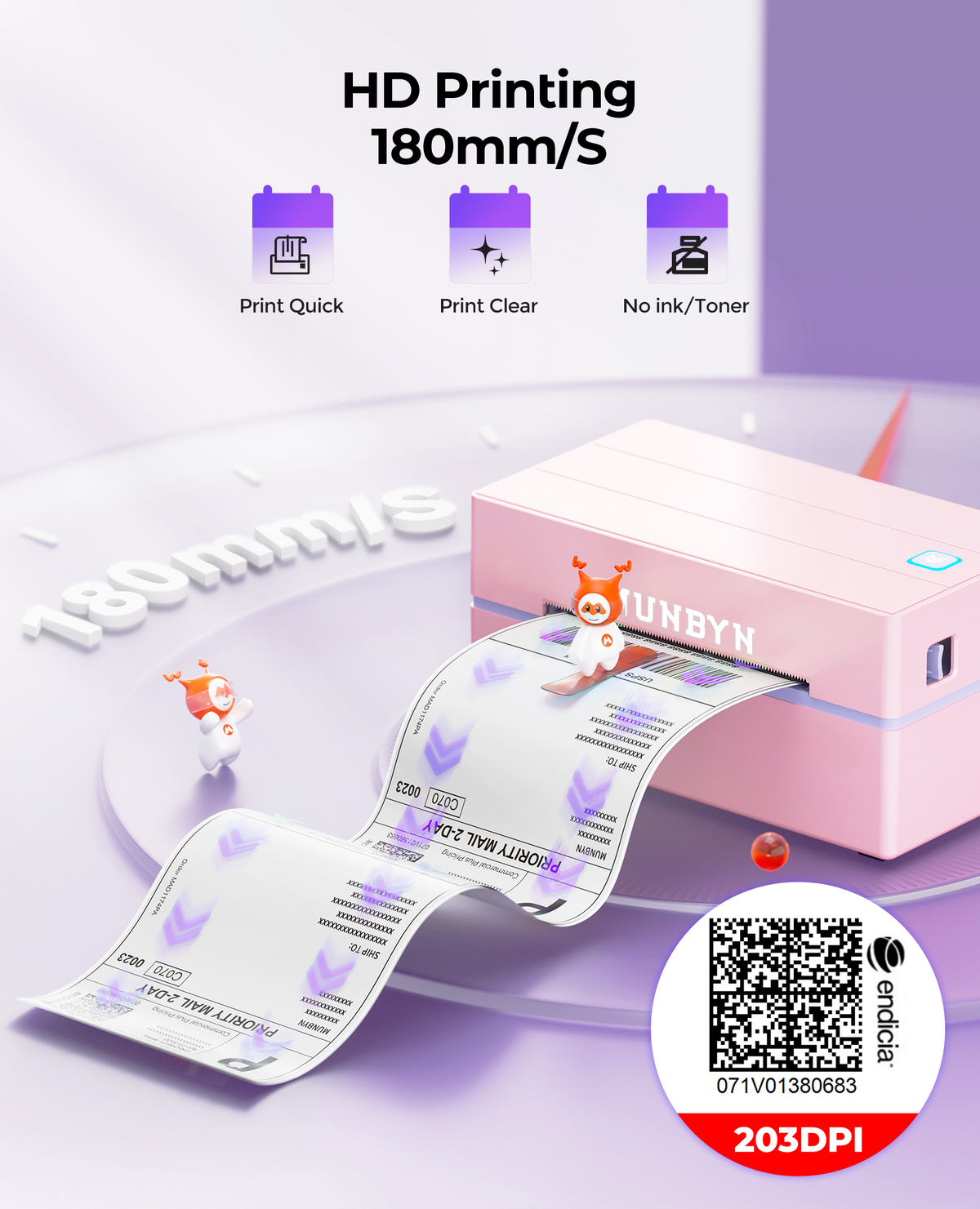 MUNBYN RW130B Bluetooth Thermal Printer Kit for Shipping and Simple Labels
