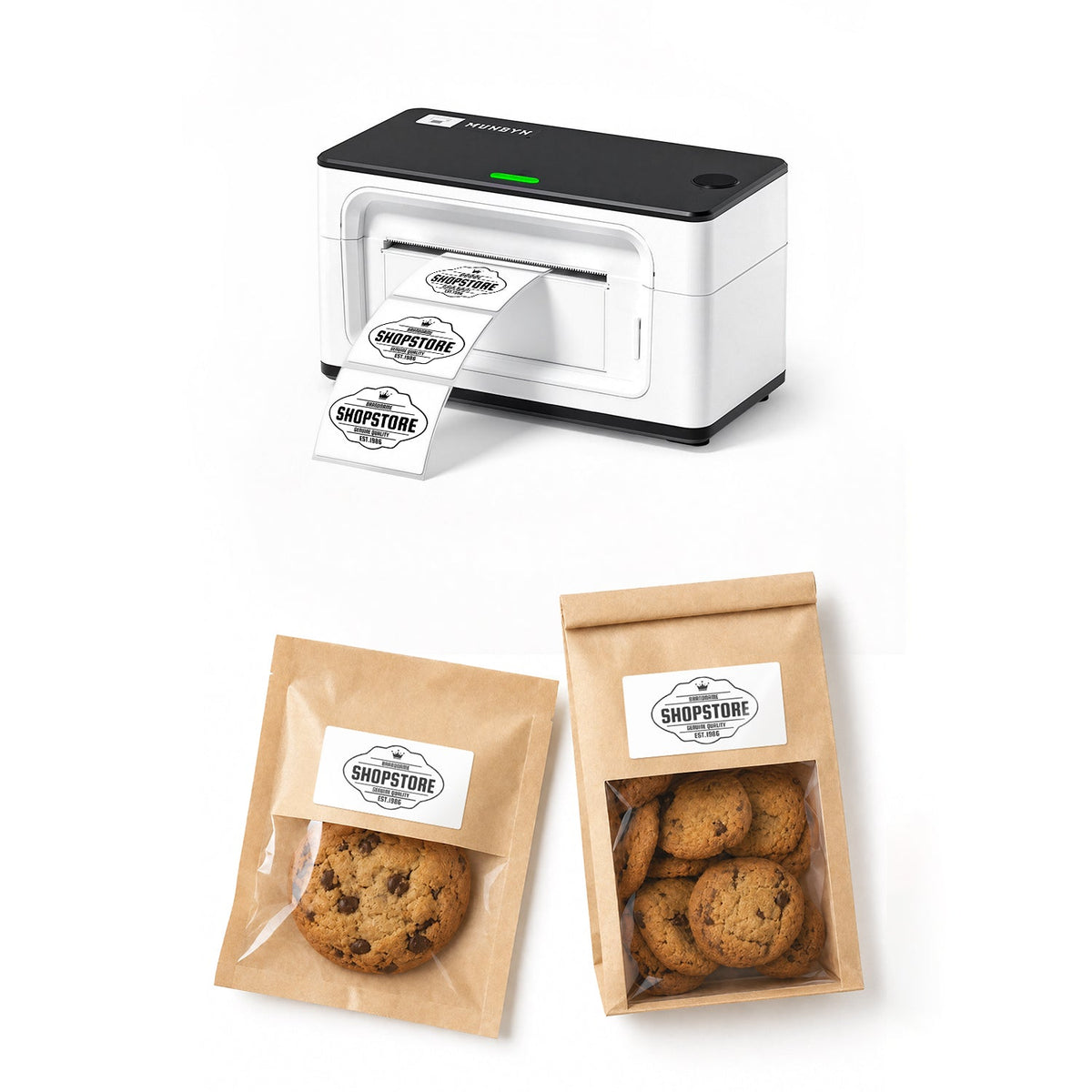 MUNBYN RealWriter 941BP 300DPI Bluetooth Printer & Rectangular Labels Bakery Packaging Set