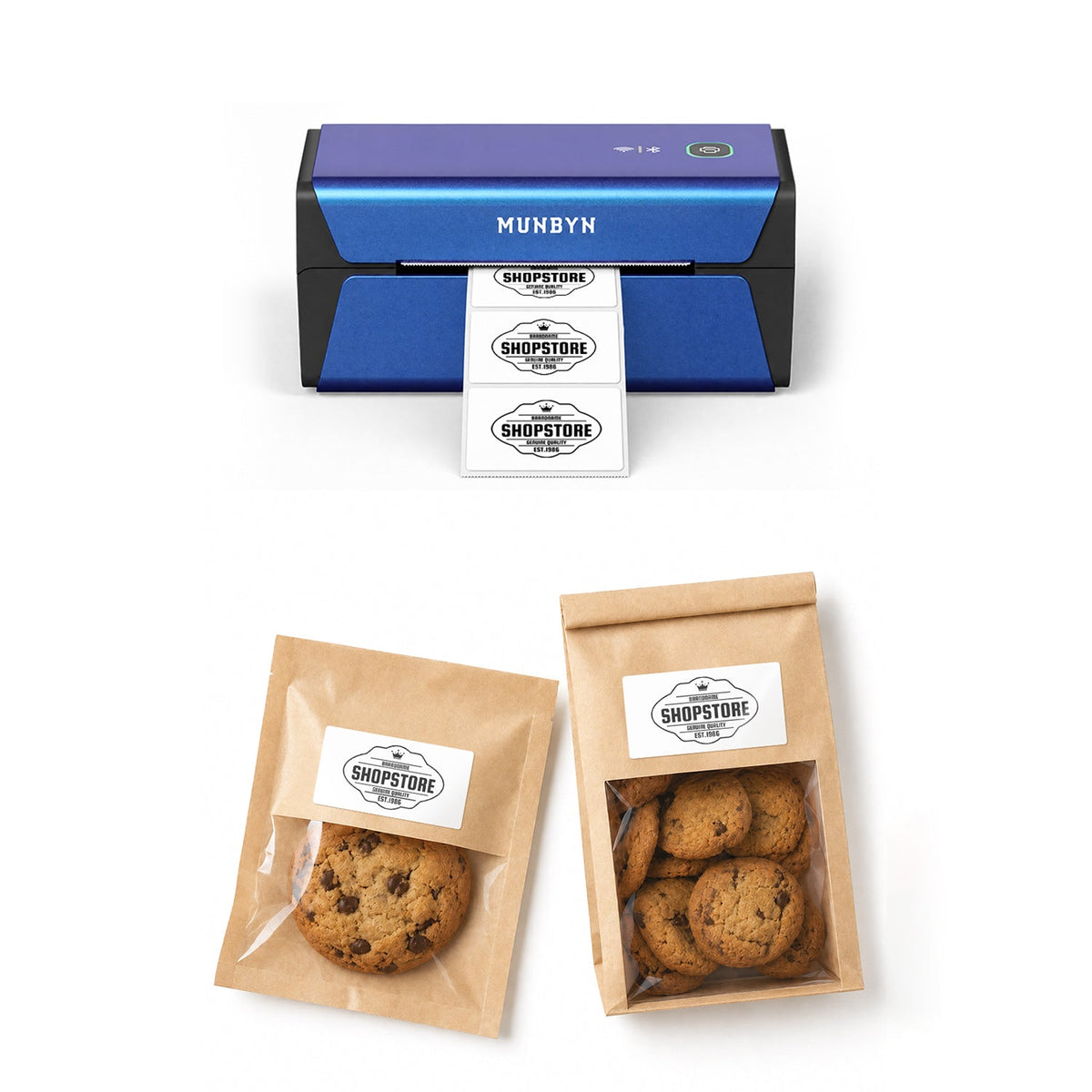 MUNBYN RealWriter 401AP 300DPI imprimante AirPrint & etiquettes rectangulaires boulangerie iOS Set