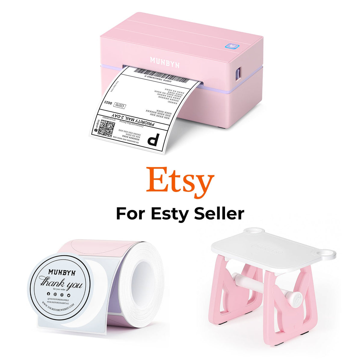 MUNBYN RealWriter 130B Kabellos Drucker & Morandi Etiketten Etsy Verpackung & Branding Klassisch Set