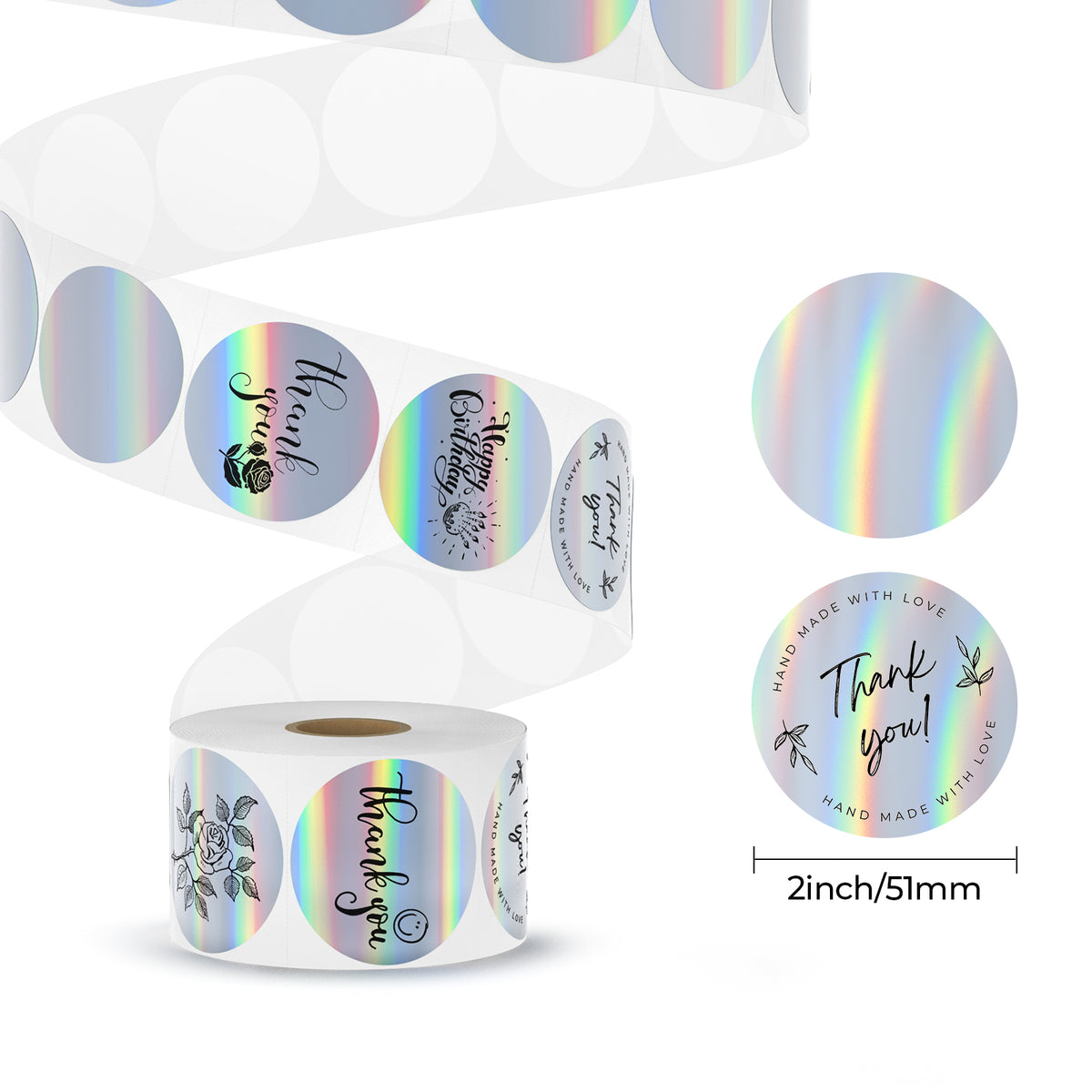 MUNBYN 2" Holographic Thermal Labels Kit for Product Packaging