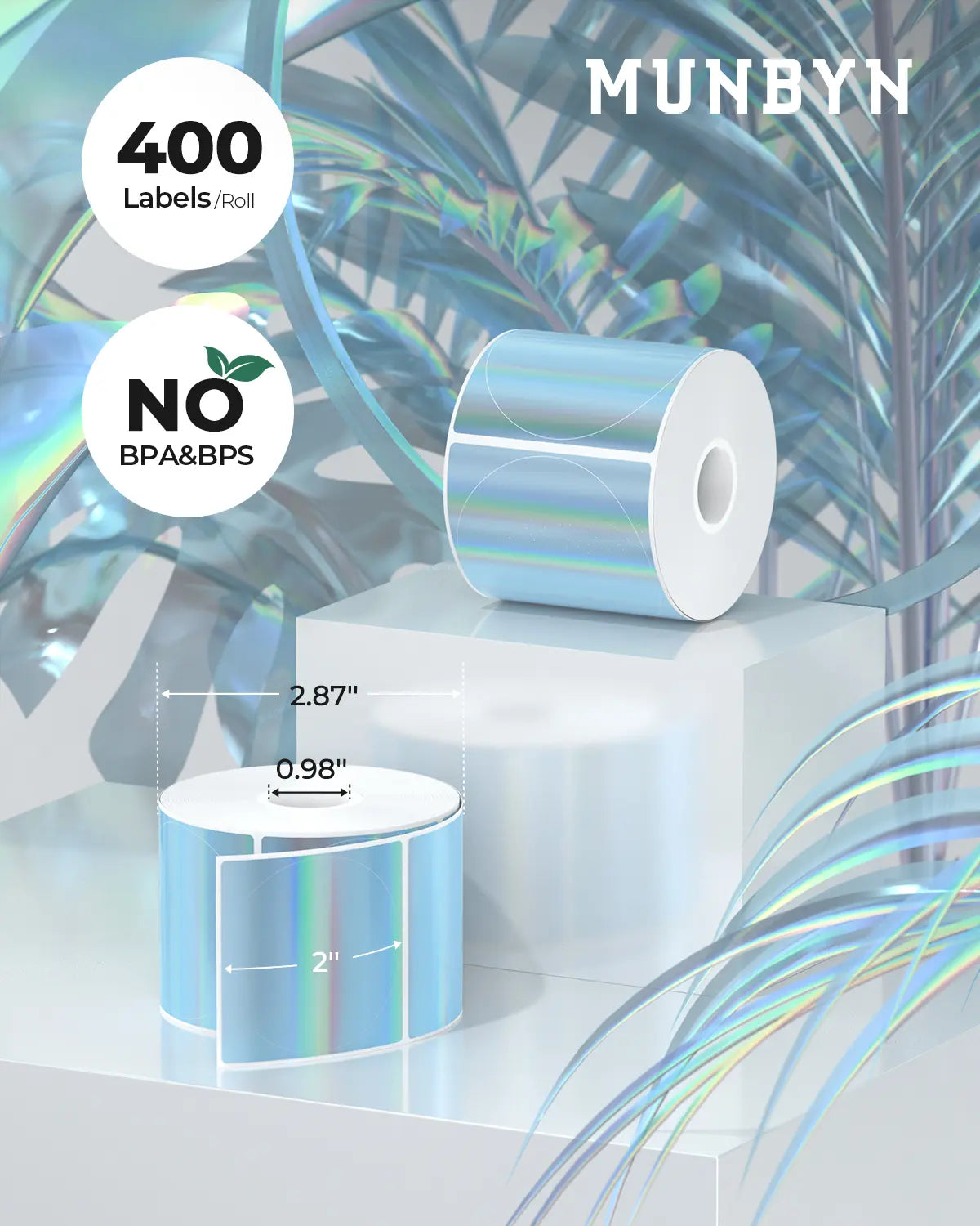 MUNBYN 2" Holographic Thermal Labels for Product Packaging