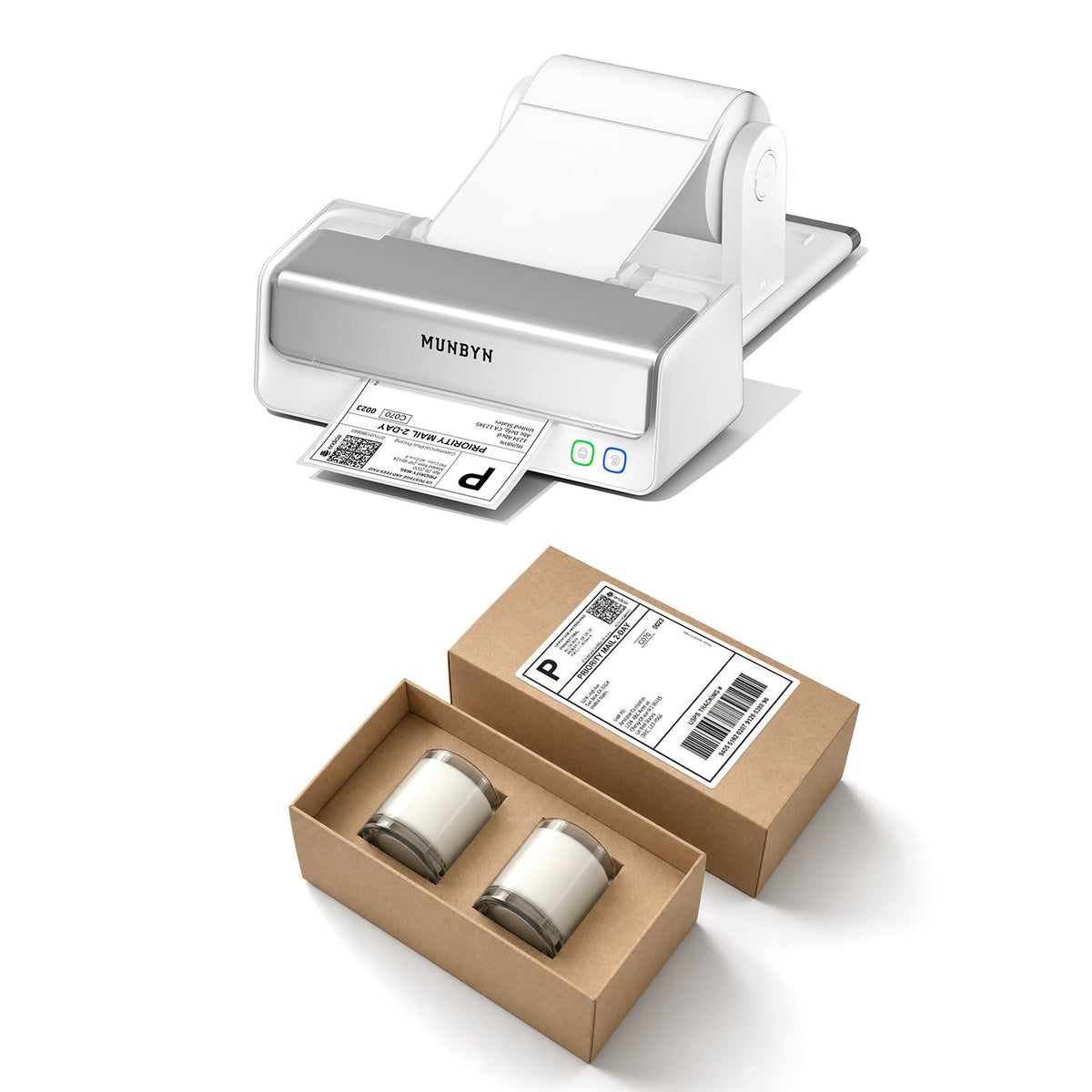 MUNBYN RealWriter 405B Bluetooth Printer & 4x6 Labels Candle Shipping Pro Set