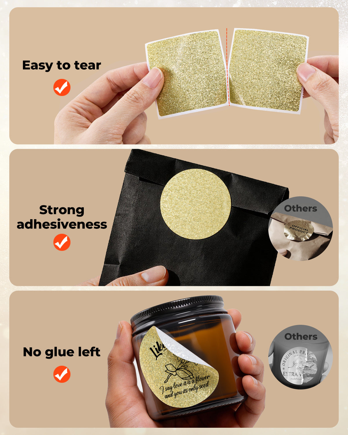MUNBYN 2" Glitzer-Thermoetiketten Mischpackung für Branding-Aufkleber