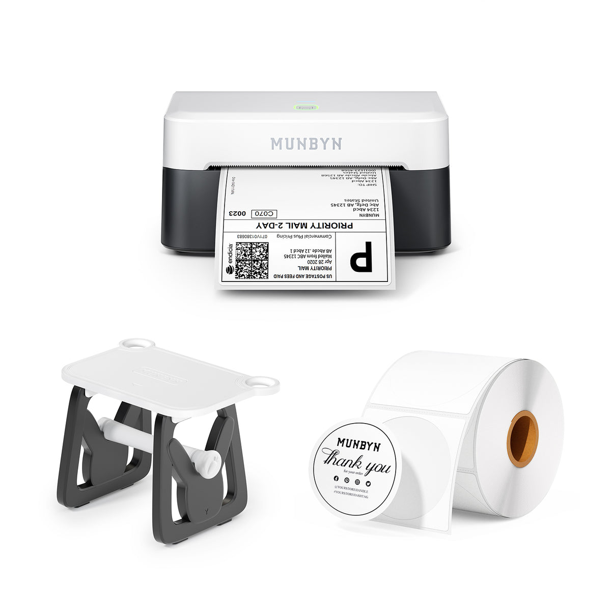 MUNBYN RW403B Panda Bluetooth Thermal Label Printer Kit for Shipping and Product Labels
