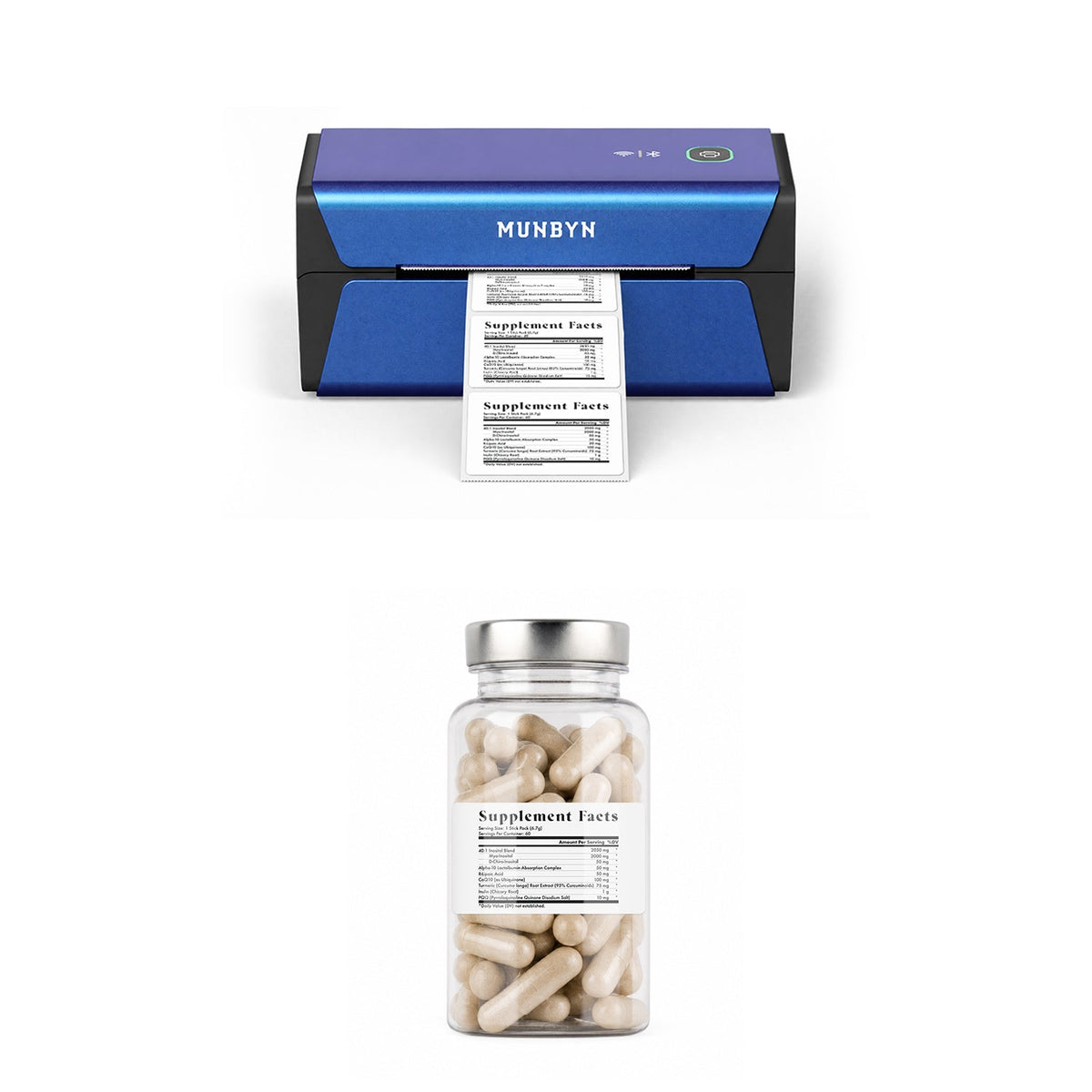 MUNBYN RealWriter 401AP 300DPI imprimante AirPrint & etiquettes rectangulaires supplements produit conformite Set