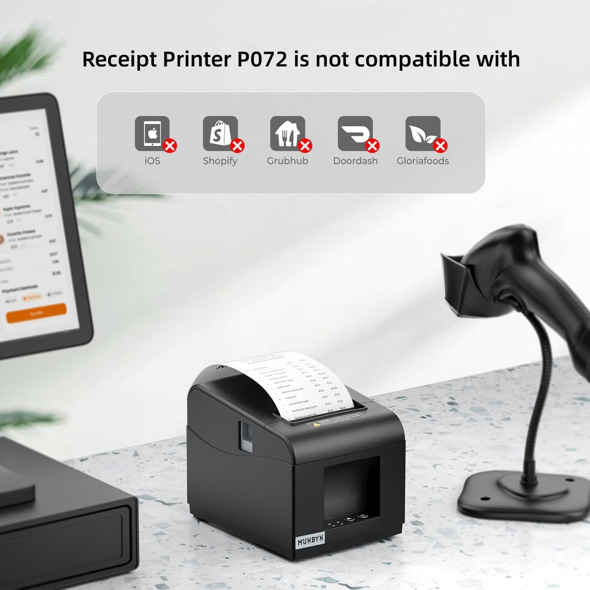 MUNBYN P072 80mm Bondrucker mit Auto-Cutter für POS-Systeme