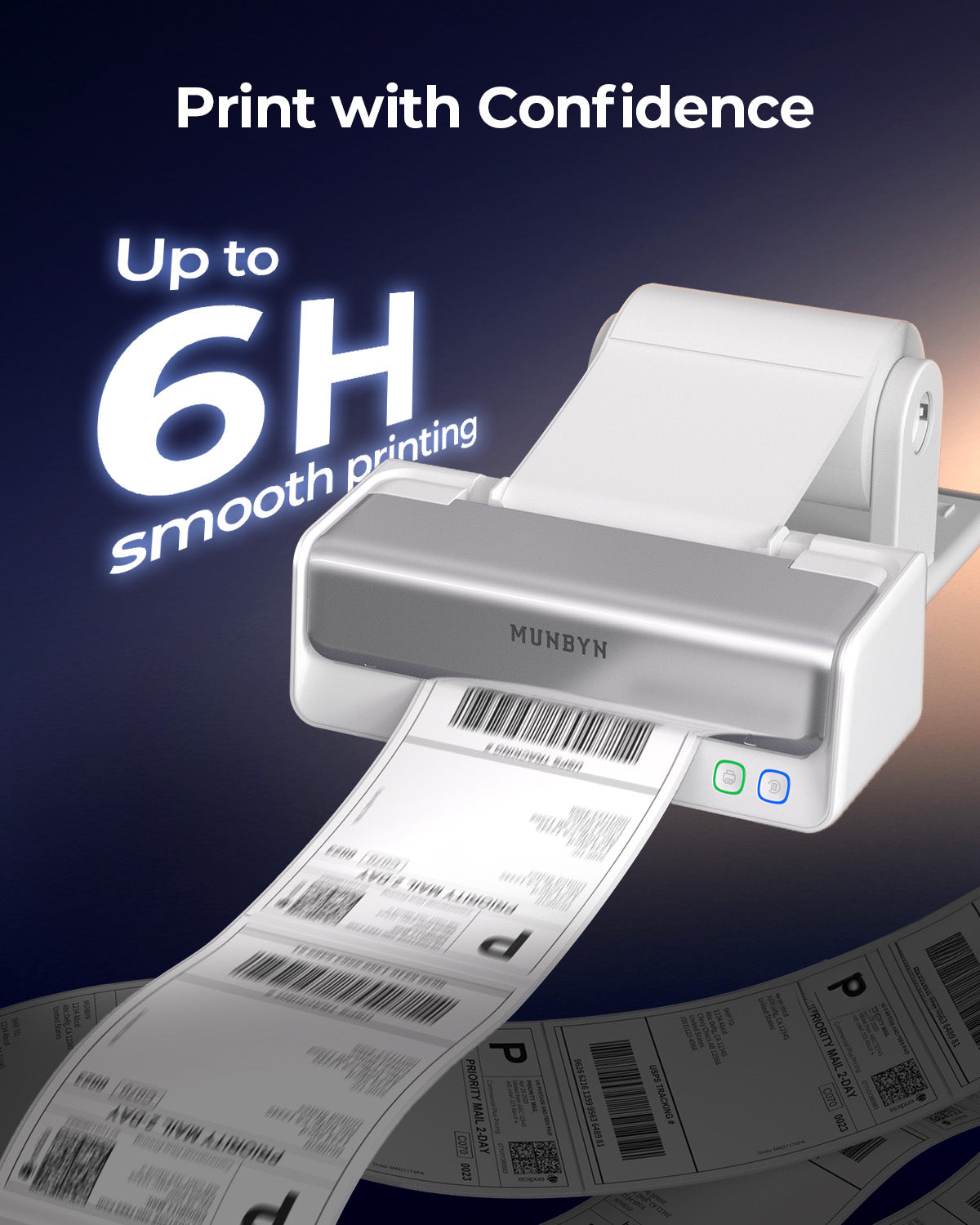 MUNBYN RW405B zweifarbiger Bluetooth Thermodrucker mit Etikettenhalter