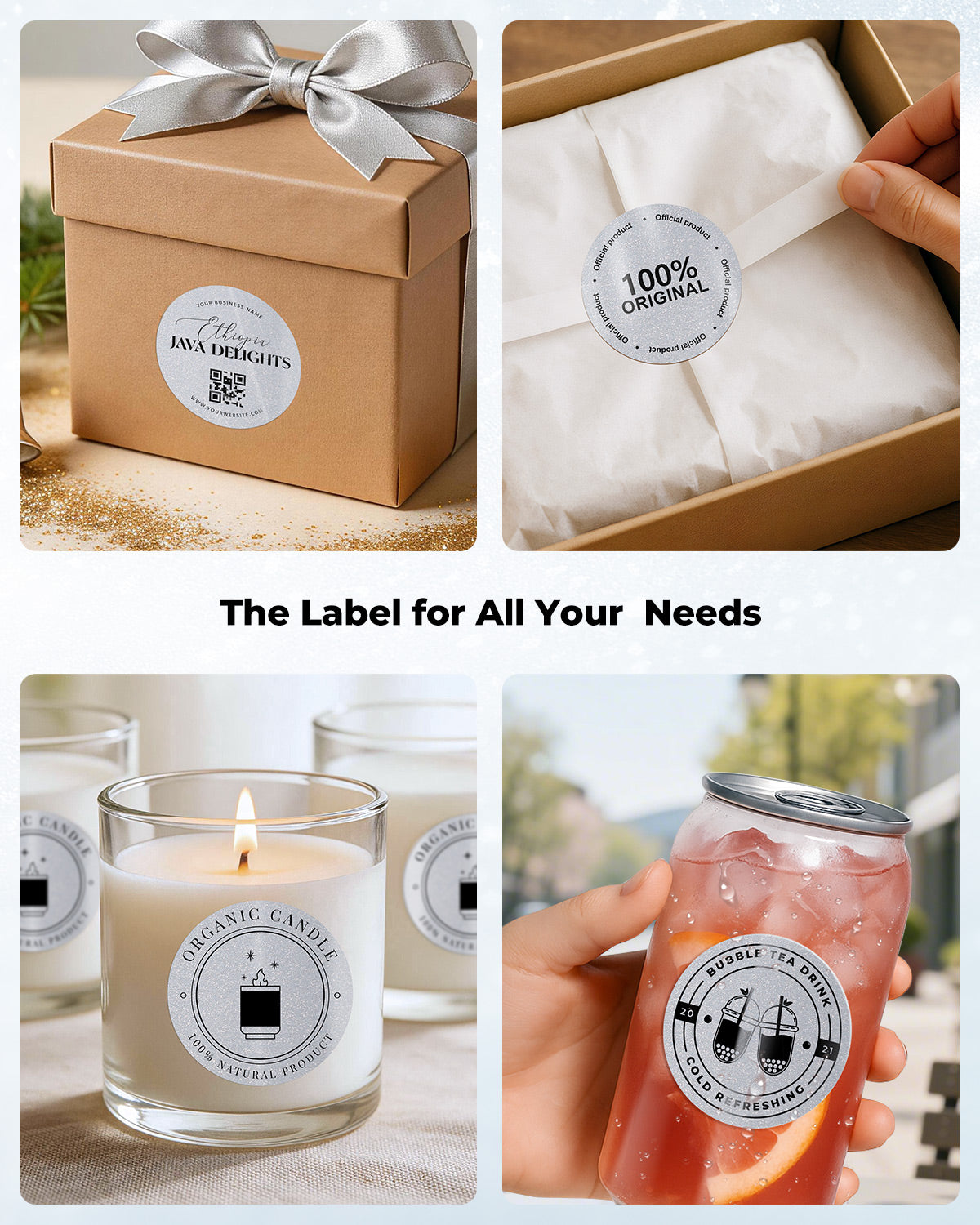 MUNBYN 2" Glitzer-Thermoetiketten Mischpackung für Branding-Aufkleber