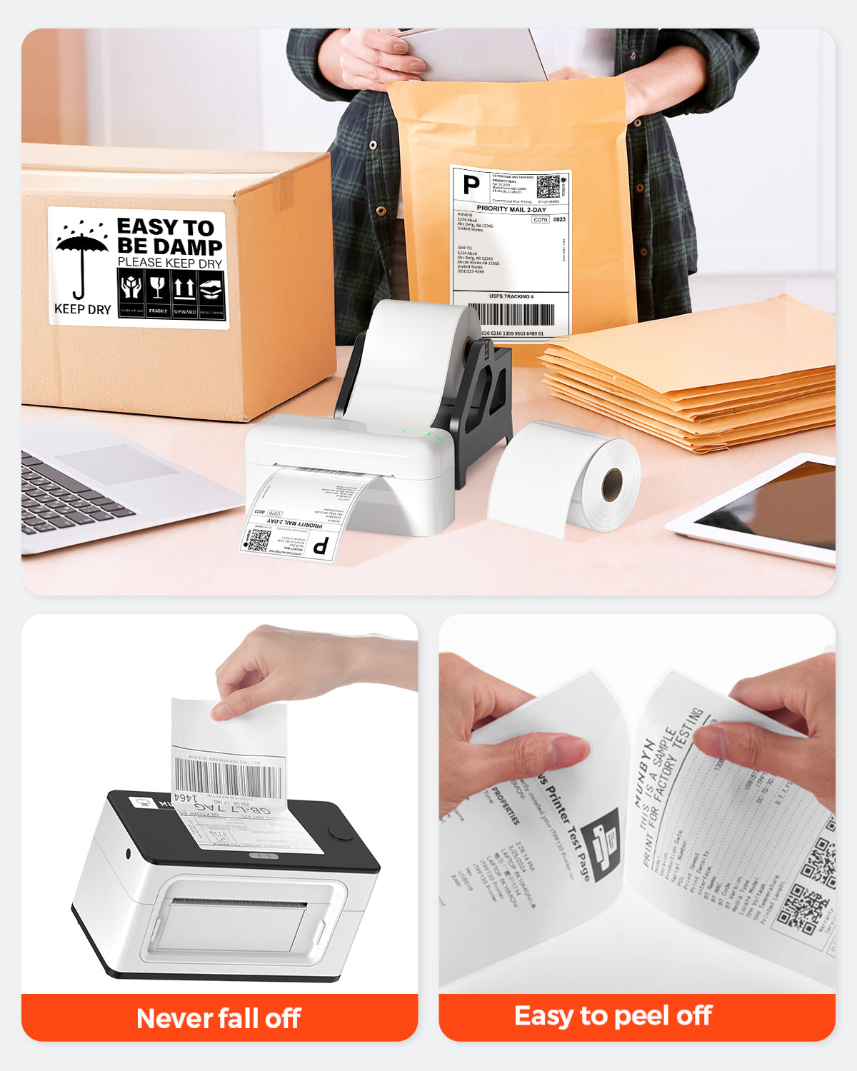 MUNBYN 4" x 6" Versandetiketten auf Rolle für Paketversand