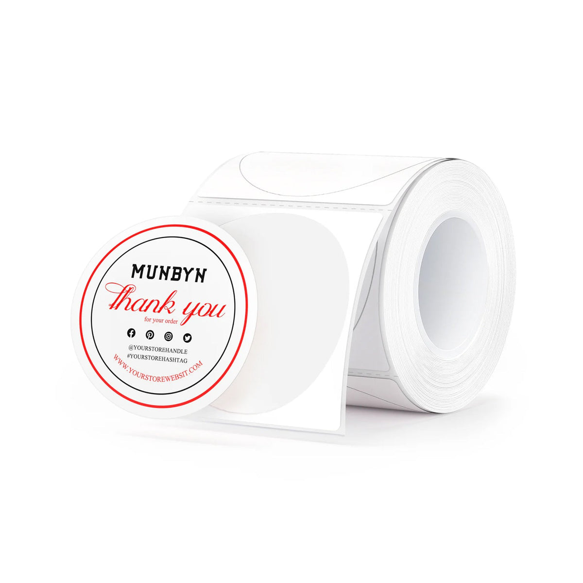 MUNBYN RealWriter 405B Two-Color Bluetooth Printer & Round Labels Pet Pro Set