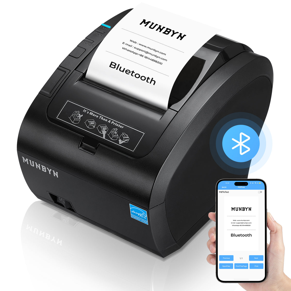 MUNBYN 047P-USEB Bluetooth Bondrucker mit MFi-Zertifizierung