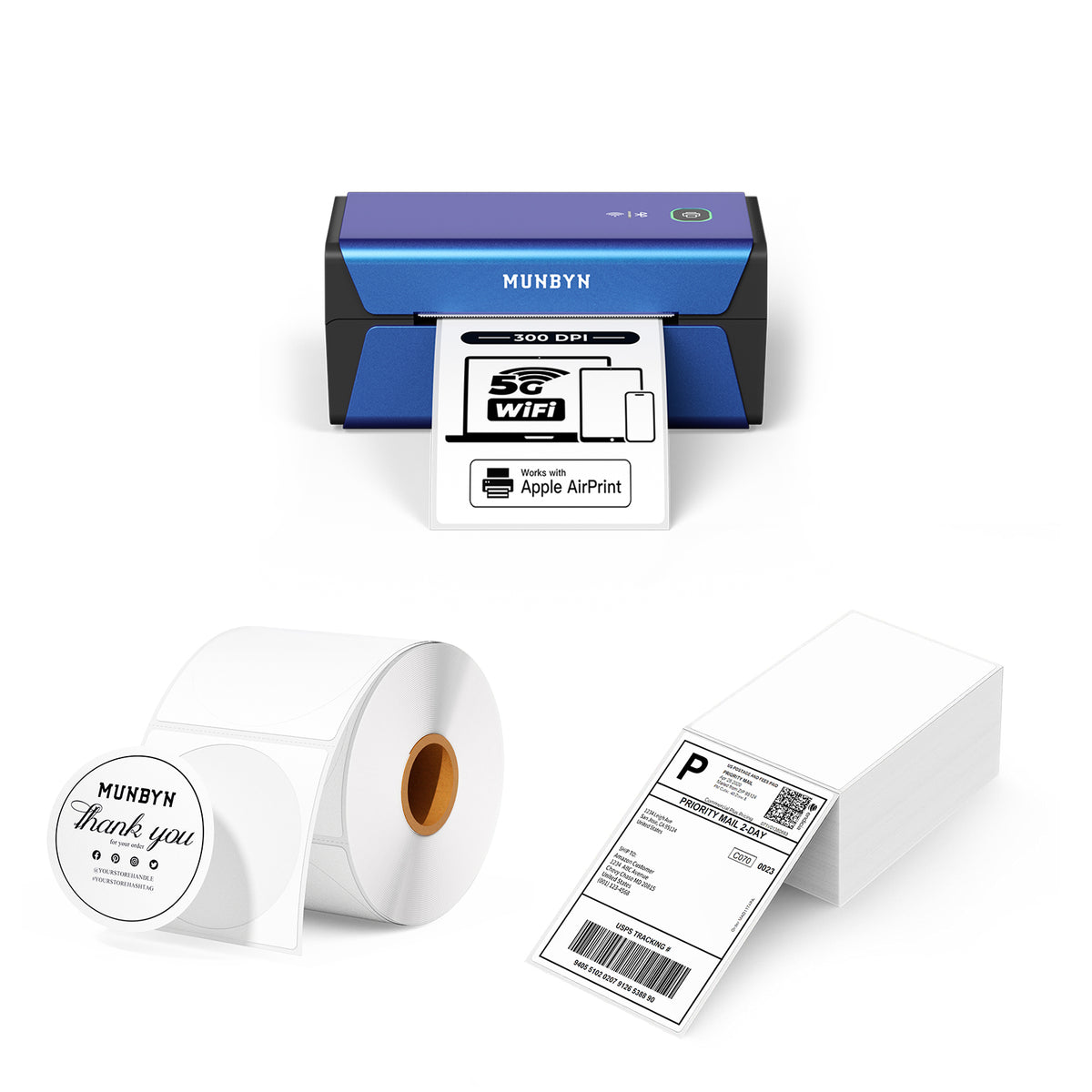 MUNBYN RW401AP AirPrint Thermal Label Printer Kit for High-Quality Product Labels