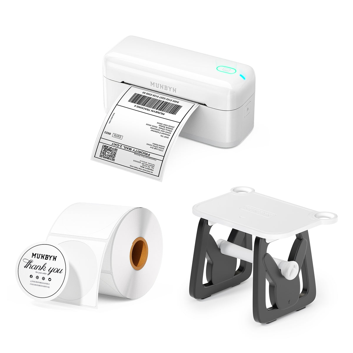 MUNBYN RW402B Bluetooth Thermodrucker Kit für tägliche Versandetiketten