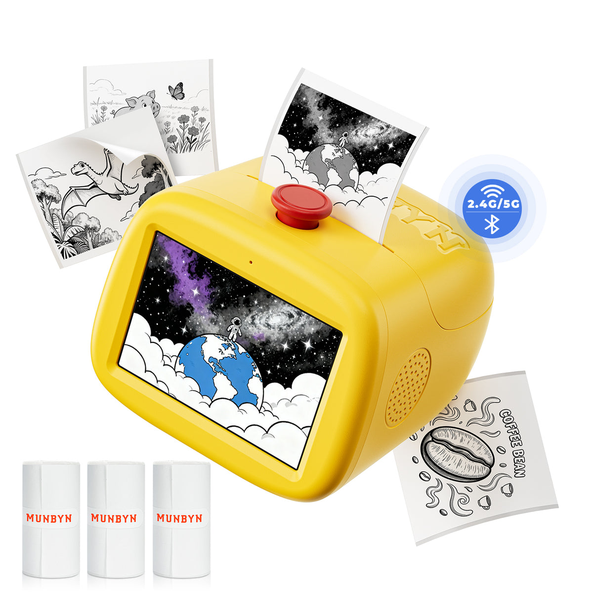 MUNBYN Sticker SP01 AI-Aufkleberdrucker mit Sprachsteuerung für Kinder – Kreatives Geschenk