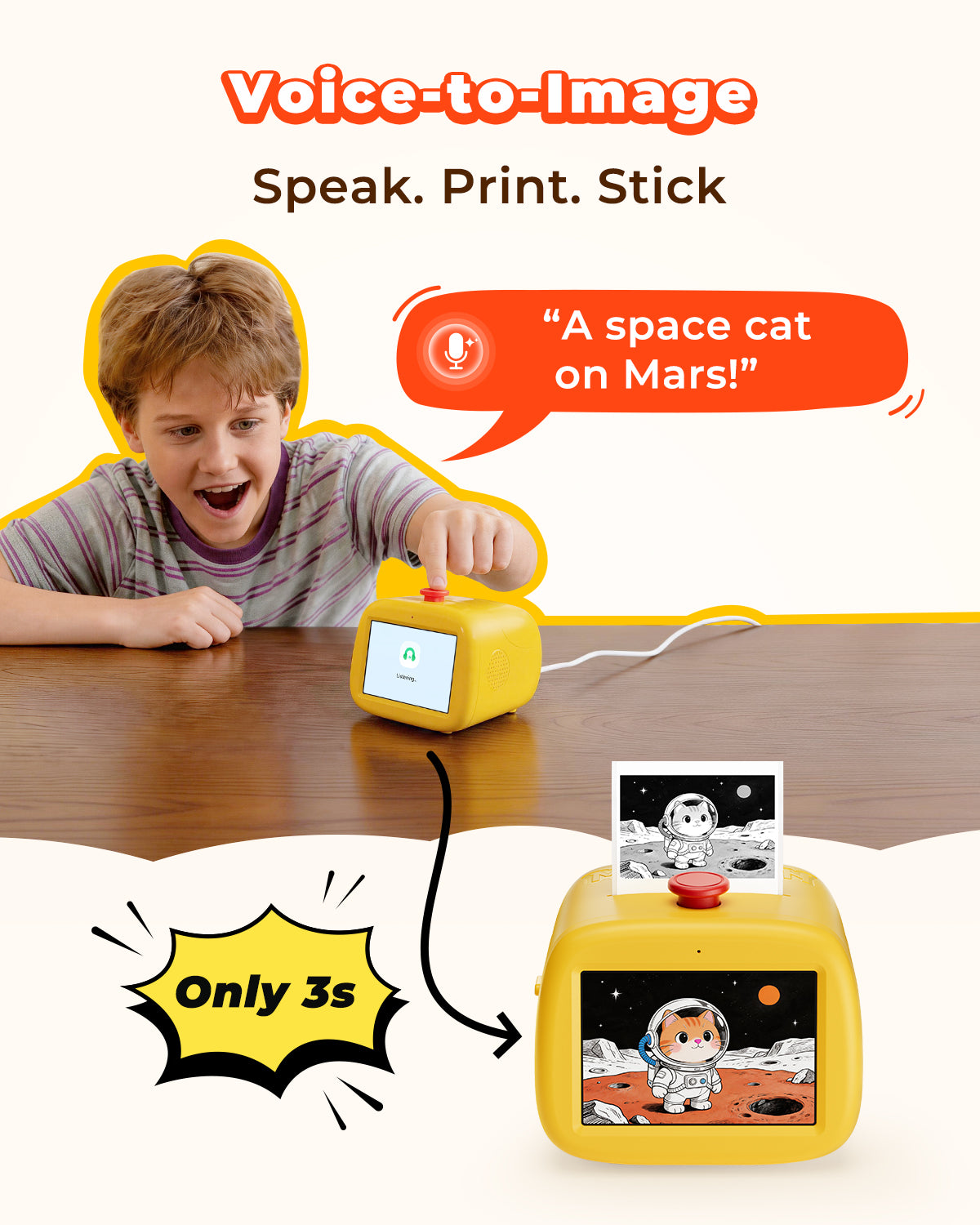 MUNBYN Sticker SP01 AI-Aufkleberdrucker mit Sprachsteuerung für Kinder – Kreatives Geschenk