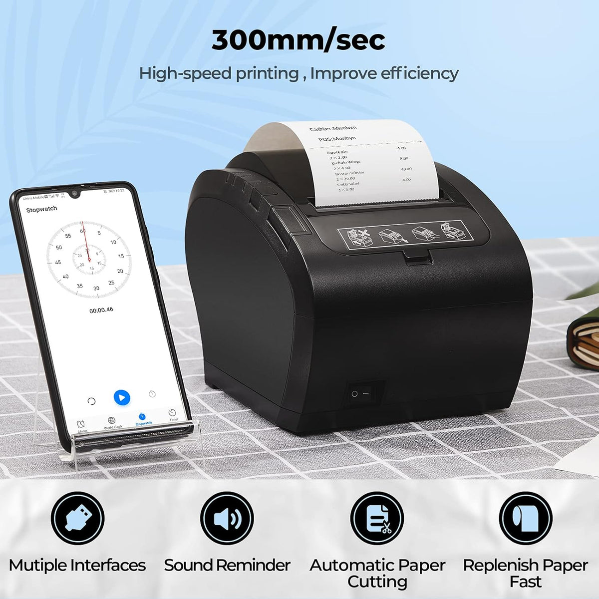 MUNBYN 047P-USEW WiFi + USB Thermal POS Receipt Printer