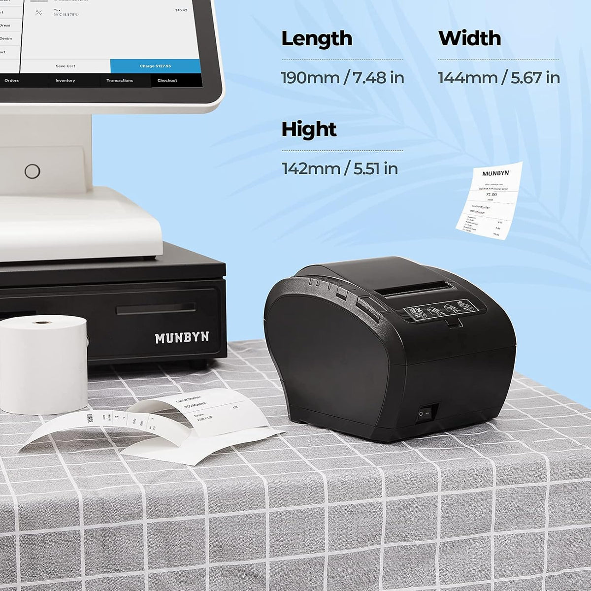 MUNBYN 047P-USEW WiFi + USB Thermal POS Receipt Printer