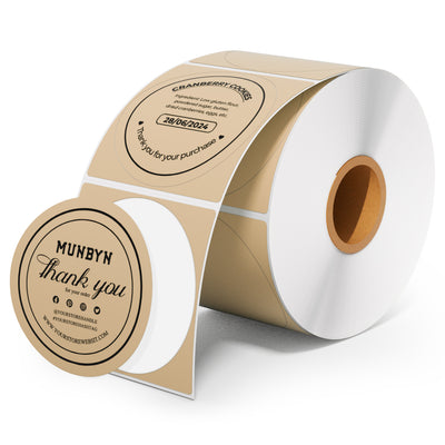MUNBYN 403B Bluetooth Wireless Thermal Label Printer & Round Sticker Labels Bakery Product Starter Set