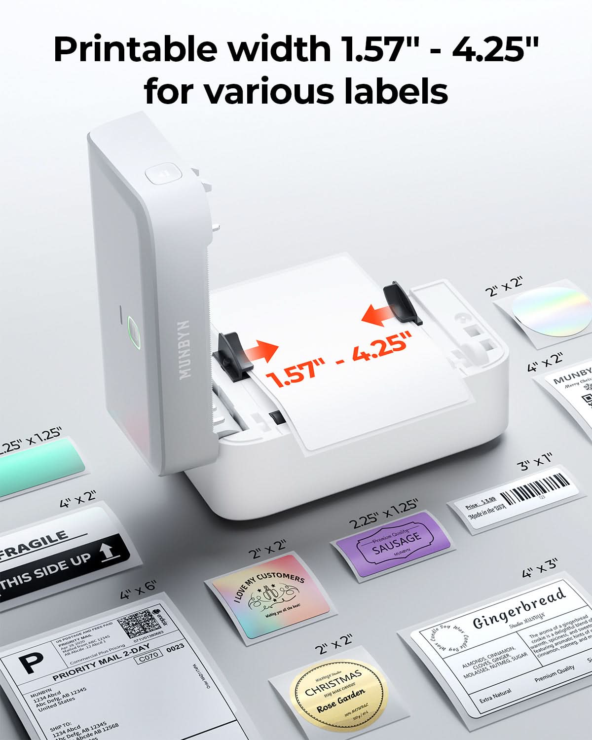 MUNBYN RW403B Bluetooth Thermodrucker Kit für Versand- und Produktetiketten