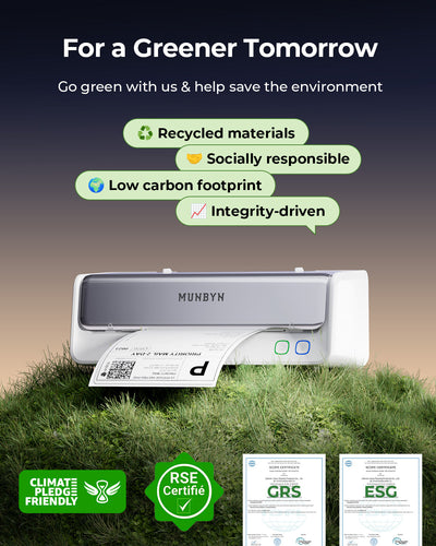MUNBYN RealWriter 405B Bluetooth Drucker & 4x6 Falt Etiketten Kerze Versand Profi Set