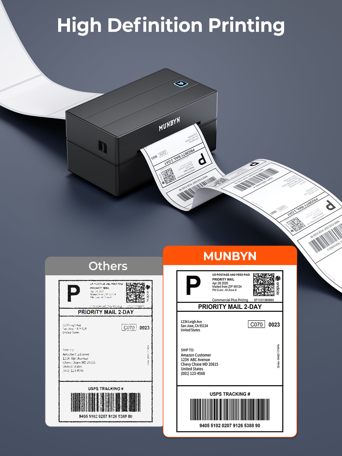 MUNBYN RealWriter 130B imprimante Bluetooth & etiquettes rectangulaires Shopify identification produit kit classique