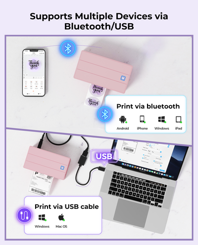 MUNBYN 130B Bluetooth Drucker & Morandi Etiketten TikTok Verpackung & Branding Klassisch Set