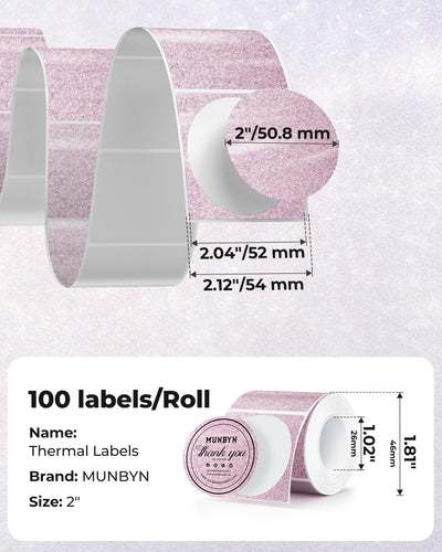 MUNBYN 2" Glitzer-Thermoetiketten für Branding-Aufkleber