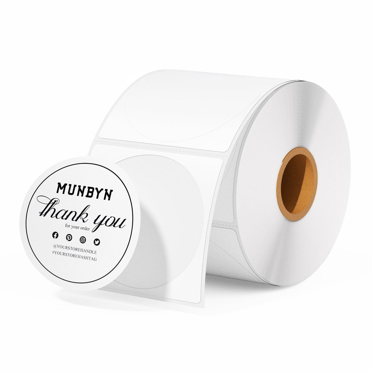 MUNBYN 130B Bluetooth Drucker & Kreis Etiketten Kleidung Verpackung Basis Set