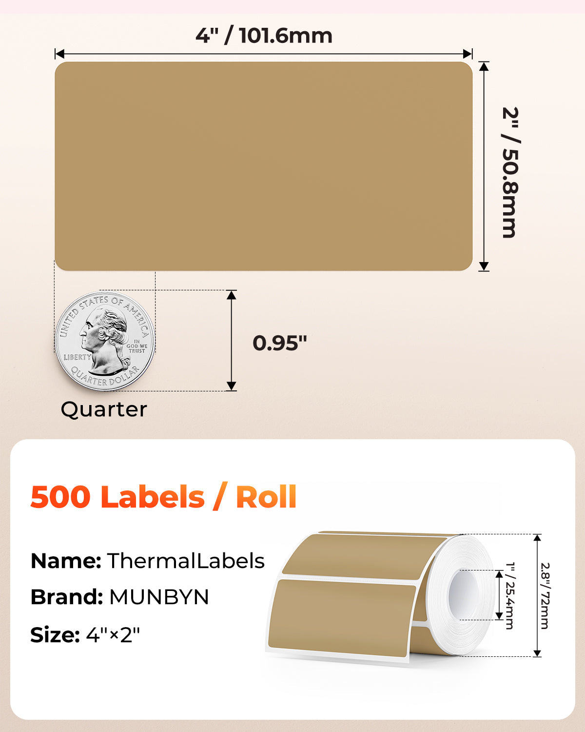 MUNBYN 130B Bluetooth Drucker & 4x2 Rechteck Etiketten Handgemacht Produkt Branding Set