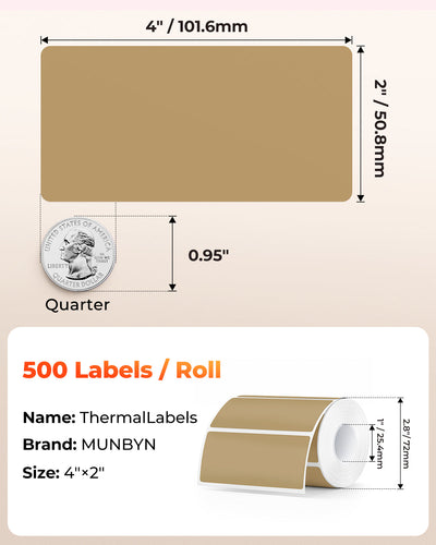 MUNBYN 130B Bluetooth Drucker & 4x2 Rechteck Etiketten Handgemacht Produkt Branding Set