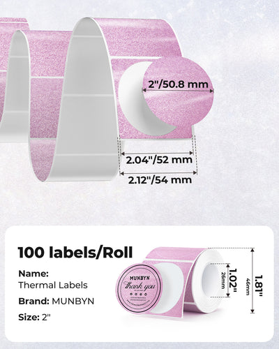MUNBYN 2" Glitzer-Thermoetiketten für Branding-Aufkleber