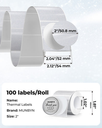 MUNBYN 2" Glitzer-Thermoetiketten Mischpackung für Branding-Aufkleber