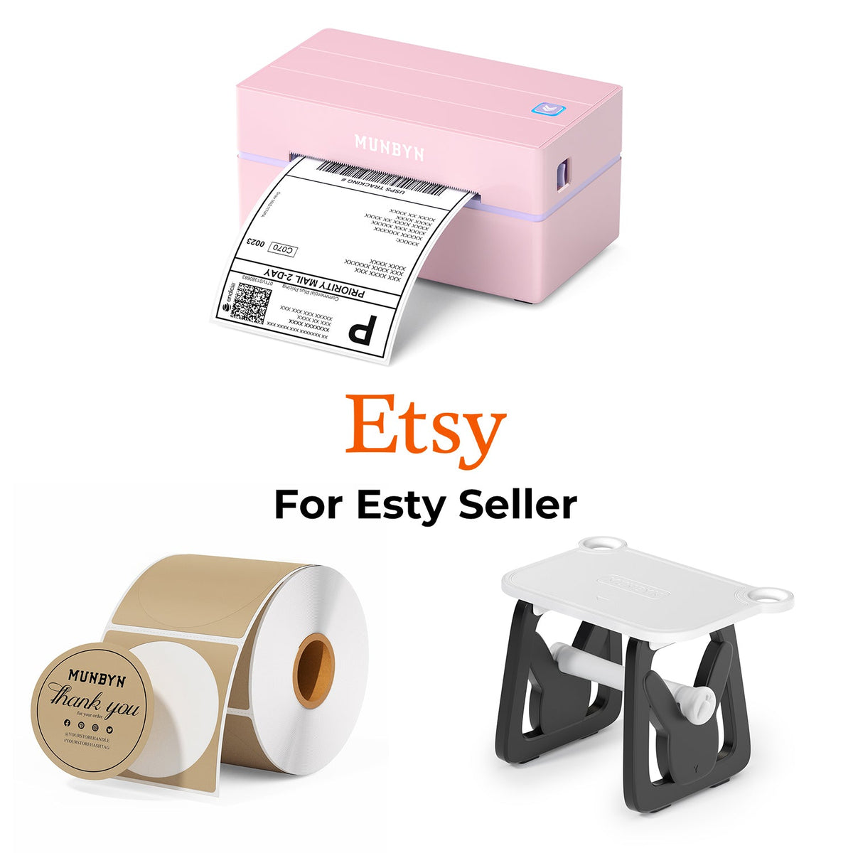 MUNBYN RealWriter 130B Drucker & Kreis Etiketten Etsy Produkt Kennzeichnung Klassisch Set