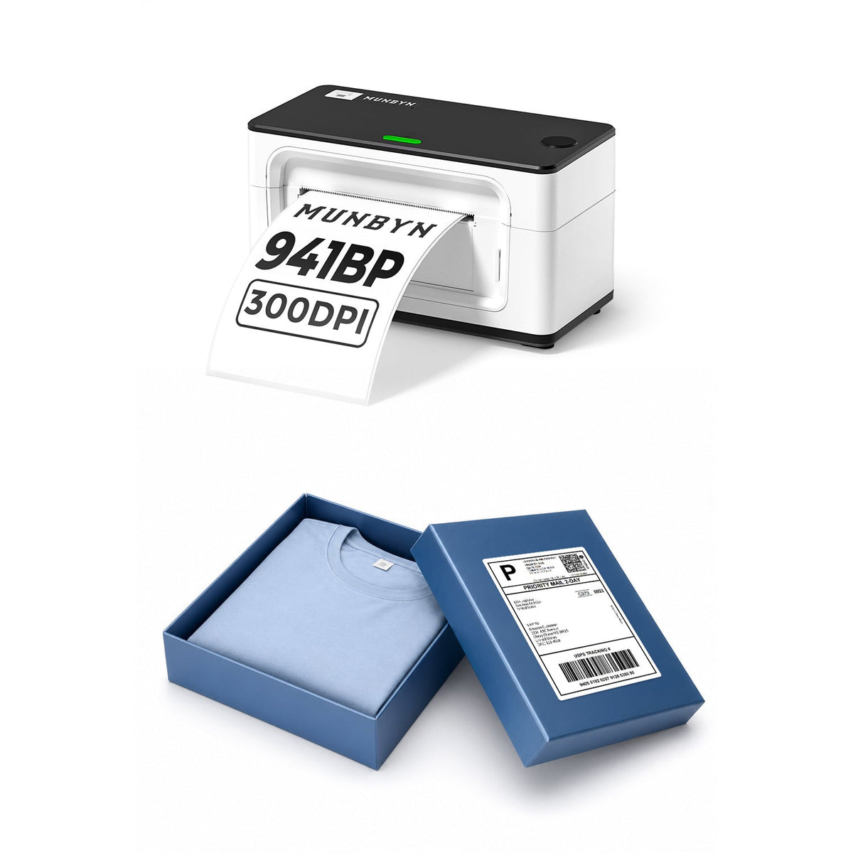MUNBYN RealWriter 941BP 300DPI Bluetooth Printer & 4x6 Labels Clothing Shipping Pro Set