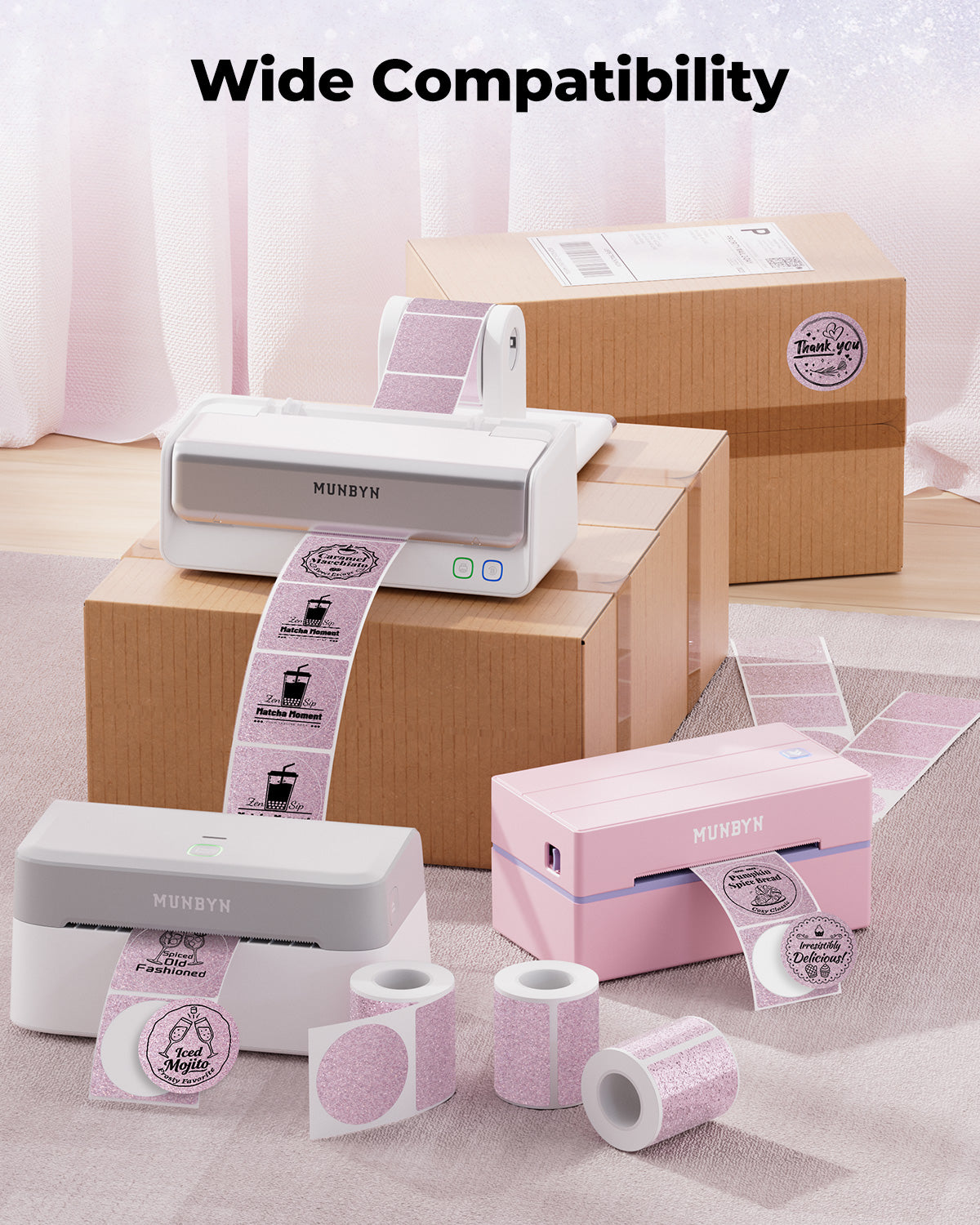 MUNBYN 2" Glitzer-Thermoetiketten für Branding-Aufkleber