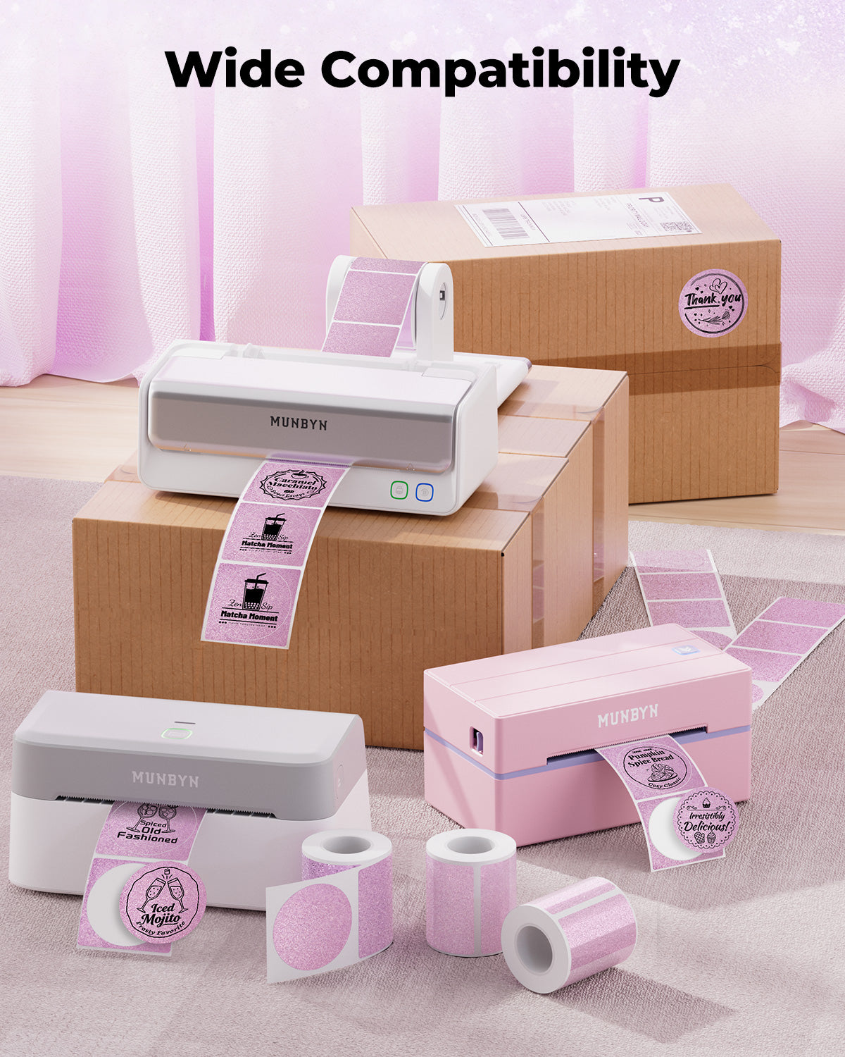 MUNBYN 2" Glitzer-Thermoetiketten für Branding-Aufkleber
