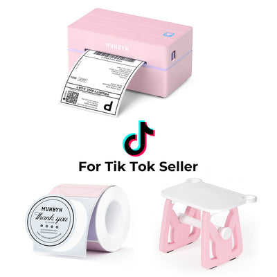 MUNBYN 130B Bluetooth Drucker & Morandi Etiketten TikTok Verpackung & Branding Klassisch Set