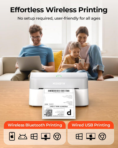 MUNBYN RW403B Bluetooth Thermodrucker für Versand- und Produktetiketten