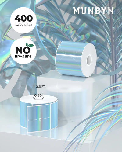 MUNBYN 2" Holographic Thermal Labels for Product Packaging
