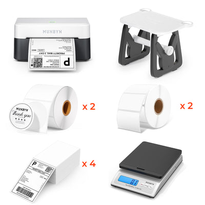 MUNBYN RW403B Panda Bluetooth Thermal Label Printer Kit for Shipping and Product Labels
