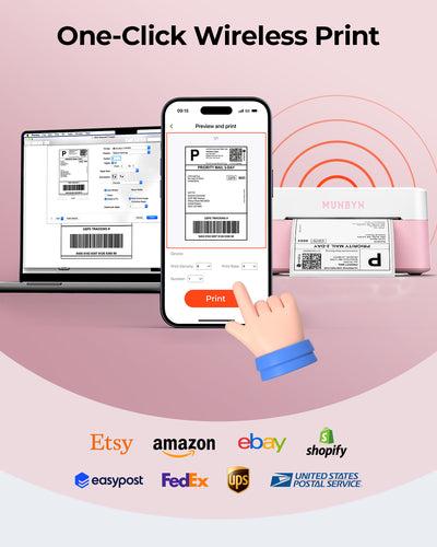 MUNBYN RW403B Bluetooth Thermodrucker für Versand- und Produktetiketten