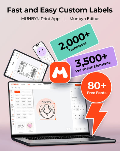 MUNBYN RW403B Bluetooth Thermodrucker für Versand- und Produktetiketten