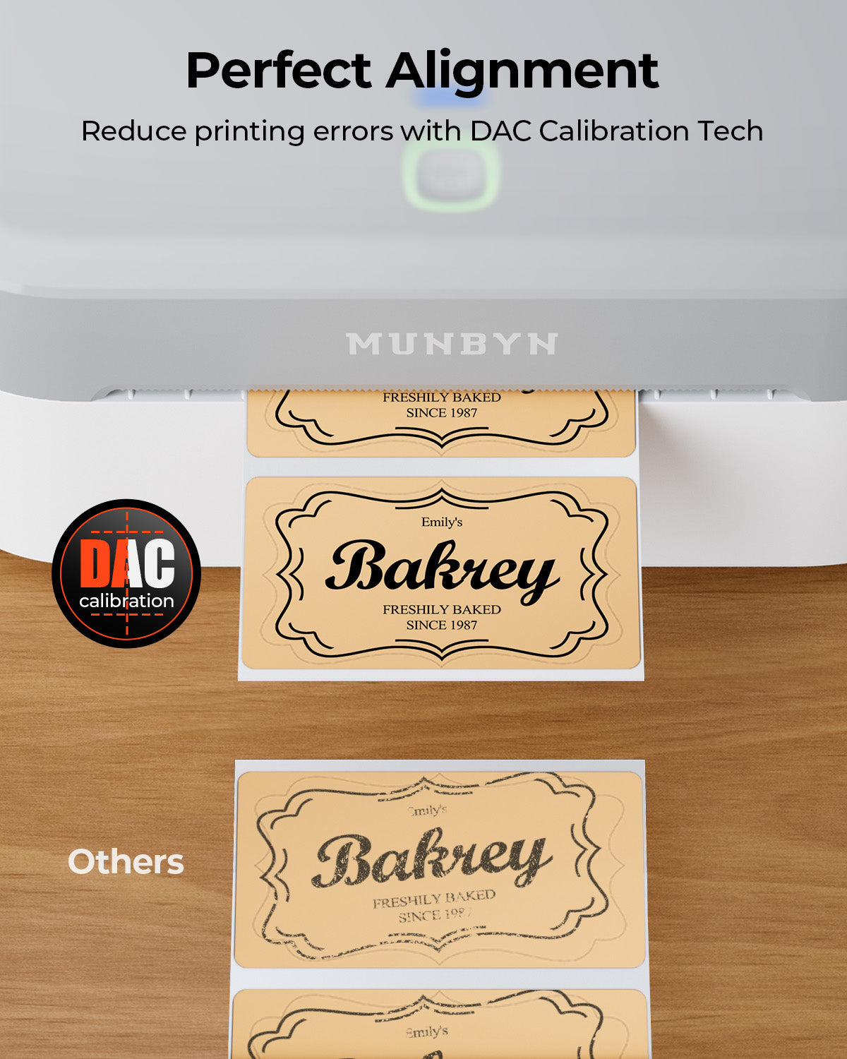 MUNBYN RealWriter 403B Bluetooth thermische labelprinter & Morandi-labels TikTok verpakking & branding elegante set
