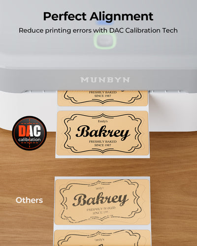 MUNBYN RealWriter 403B Bluetooth thermische labelprinter & transparante labels TikTok productlabeling elegante set