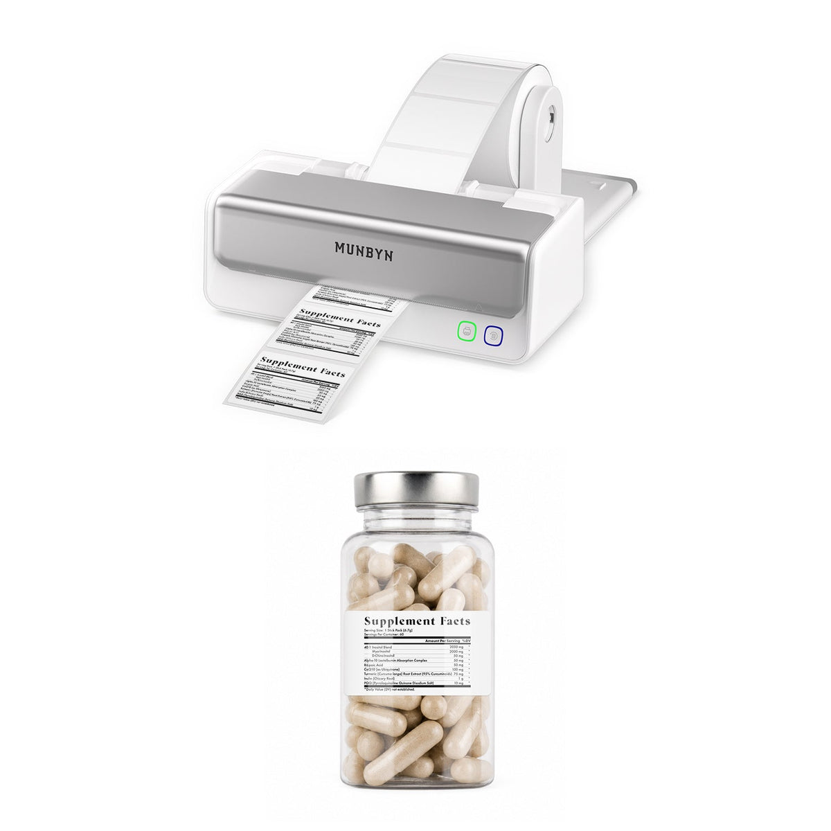 MUNBYN RealWriter 405B imprimante Bluetooth & etiquettes rectangulaires supplements pro Set
