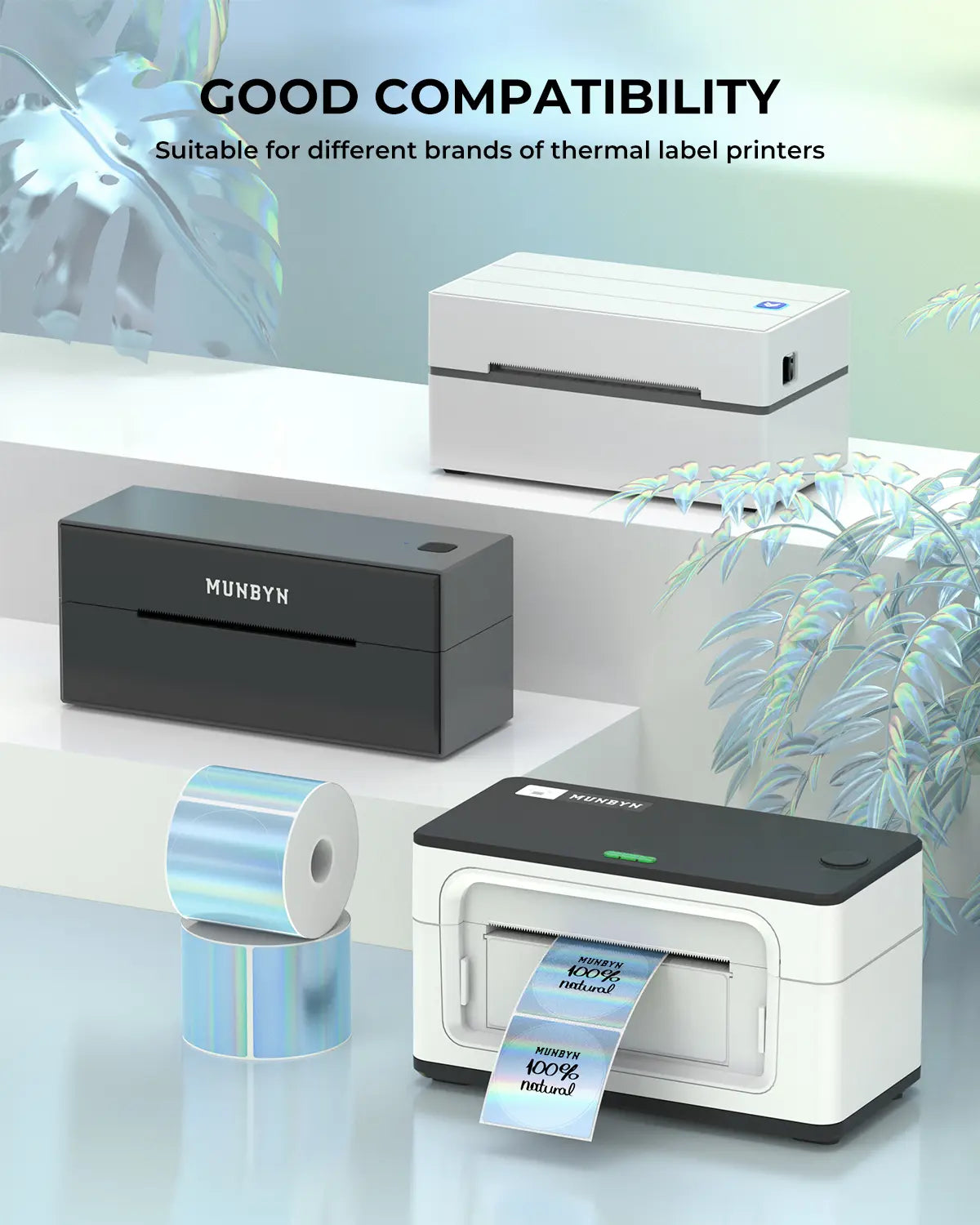 MUNBYN 2" Holographic Thermal Labels for Product Packaging