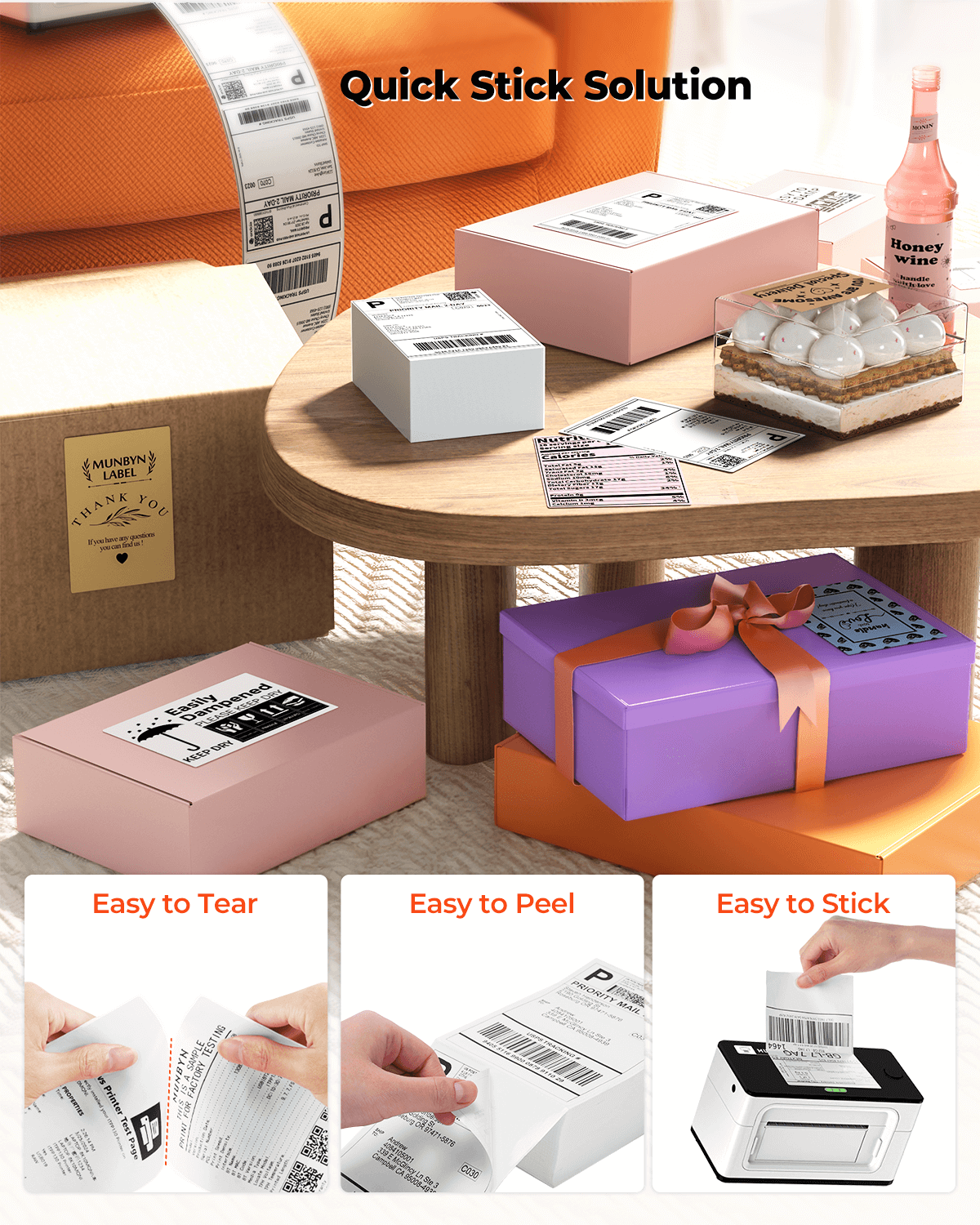Kit d'étiquettes professionnelles premium MUNBYN pour emballages polyvalents