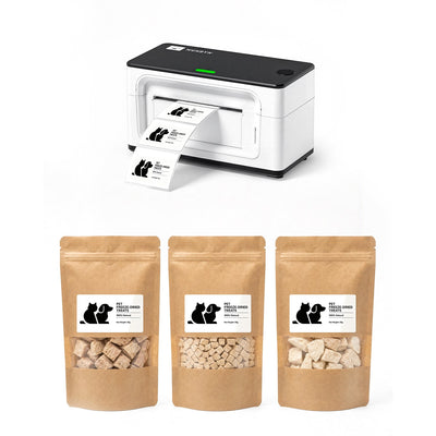 MUNBYN RealWriter 941B Bluetooth Printer & Rectangular Labels Pet Packaging Starter Set